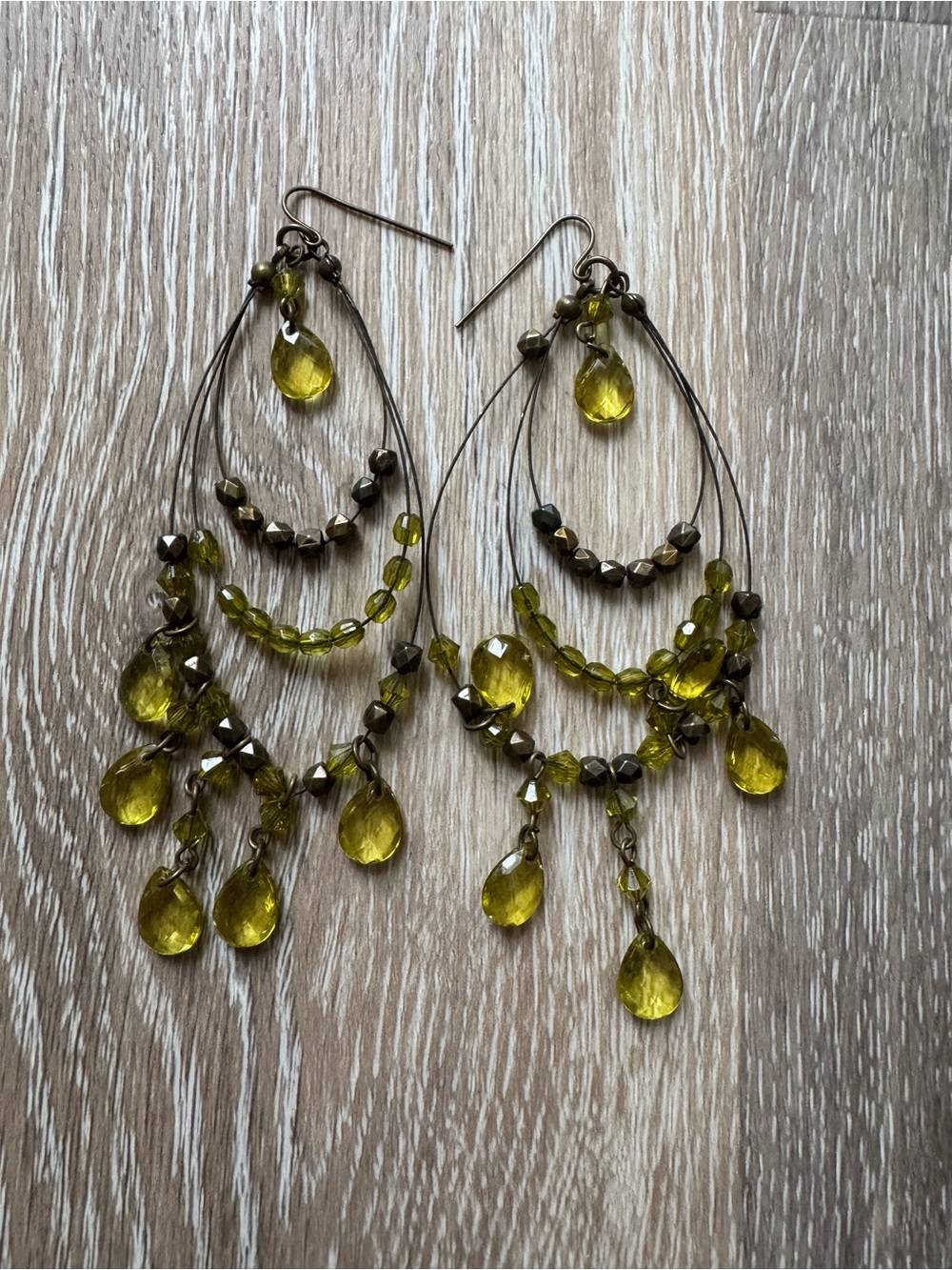 Boho chandelier dangle drop earrings with green gemstones
